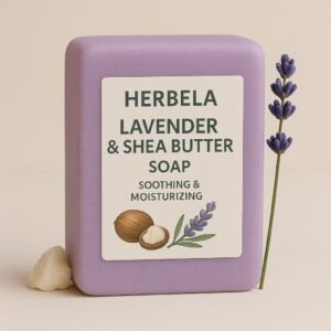 Herbela Lavender & Shea Butter Soap Soothing & Moisturizing | Gentle Herbal Nourishment |