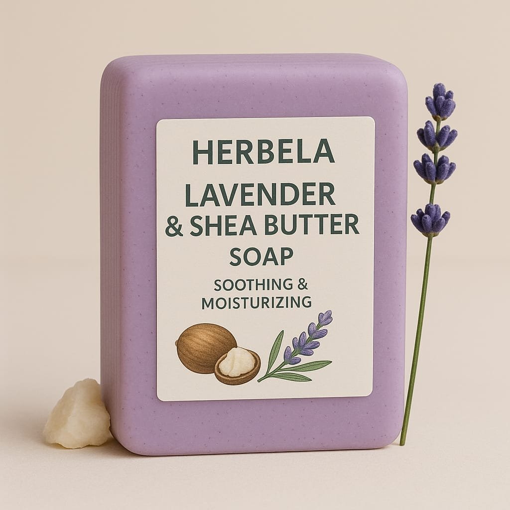 Herbela Lavender & Shea Butter Soap Soothing & Moisturizing | Gentle Herbal Nourishment |