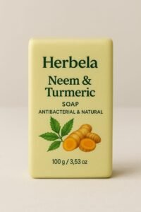 Herbela Neem & Turmeric Soap Antibacterial & Natural | Ayurvedic Skincare | For Clean, Clear & Healthy Skin