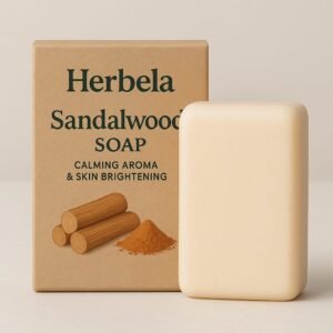 Herbela Sandalwood Soap Calming Aroma & Skin Brightening Traditional Luxury | Natural Ayurvedic Cleanser