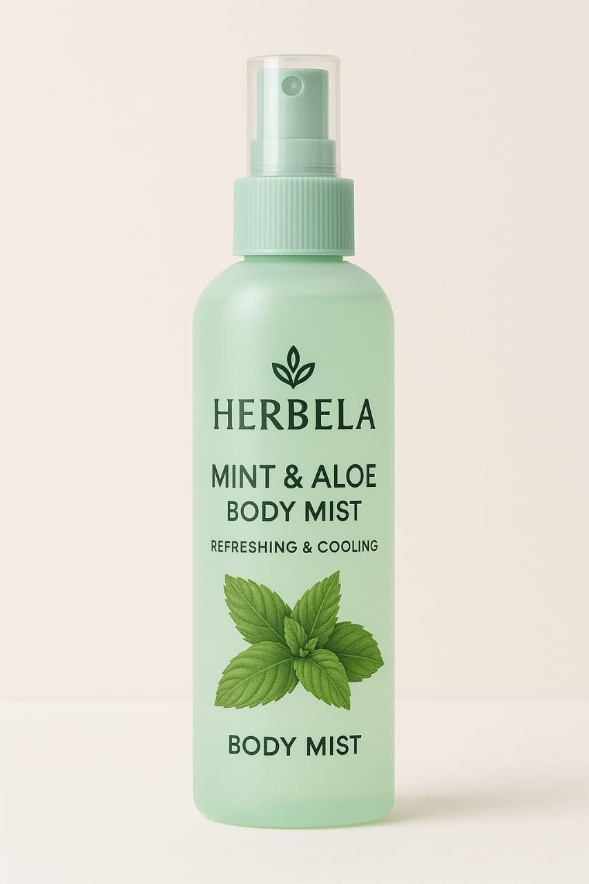 Herbela Mint & Aloe Body Mist Refreshing & Cooling | Natural Hydration | Instant Skin Revival