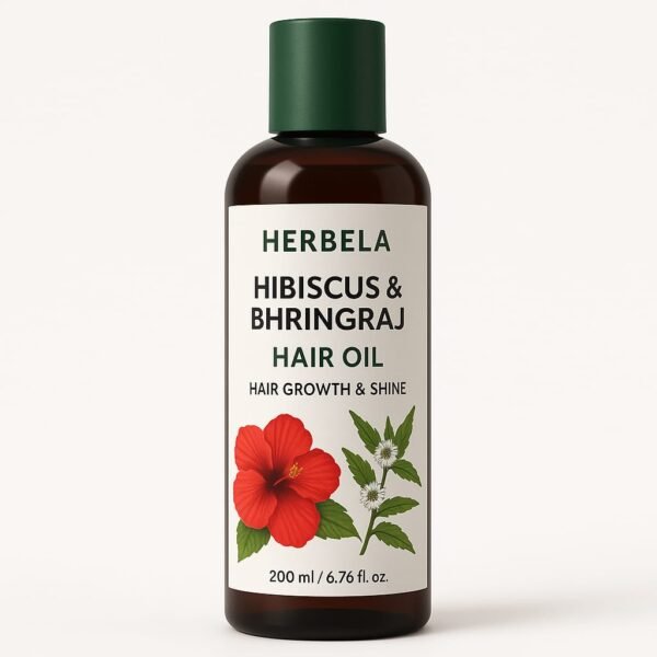 Herbela Hibiscus & Bhringraj Hair Oil Hair Growth & Shine | Ayurvedic Nourishment | Sulfate-Free & 100% Natural