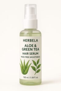 Herbela Aloe & Green Tea Hair Serum Frizz-Free Smoothness | Lightweight Hydration | Natural Shine Booster