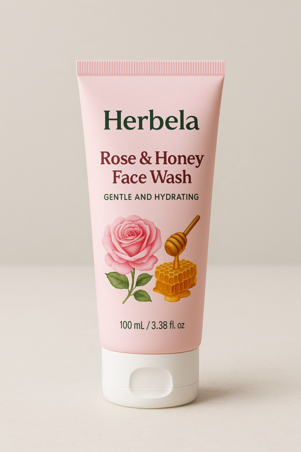 Herbela Rose & Honey Face Wash Gentle & Hydrating | For Soft, Supple, and Naturally Glowing Skin